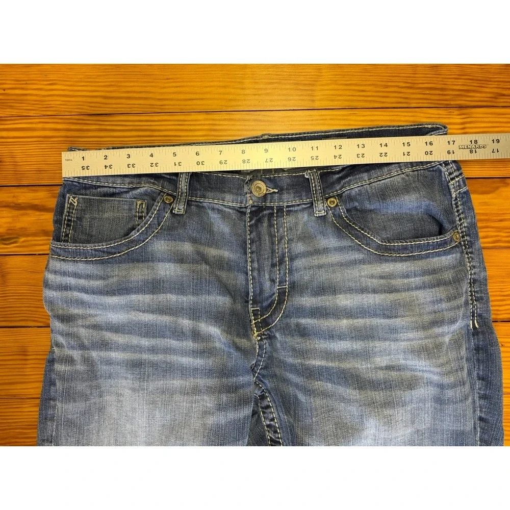 BKE‎ Nolan Straight Leg Men's Jeans Medium Wash 33L Cowboy Embroidered Pockets